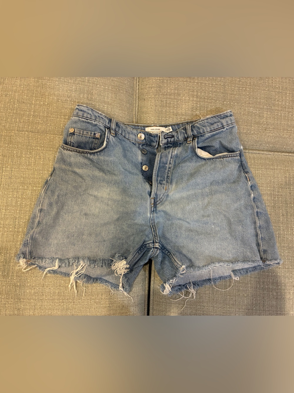 & Other Stories Light Blue Frayed Denim Shorts